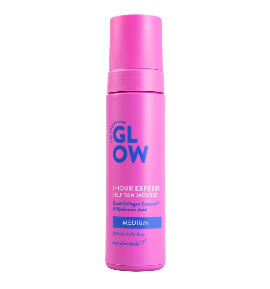 Australian Glow 1 Hour Express Self Tanning Mousse w/Quad-Collagen Complex & Hyaluronic Acid, MEDIUM - 6.76 fl. oz / 200ml