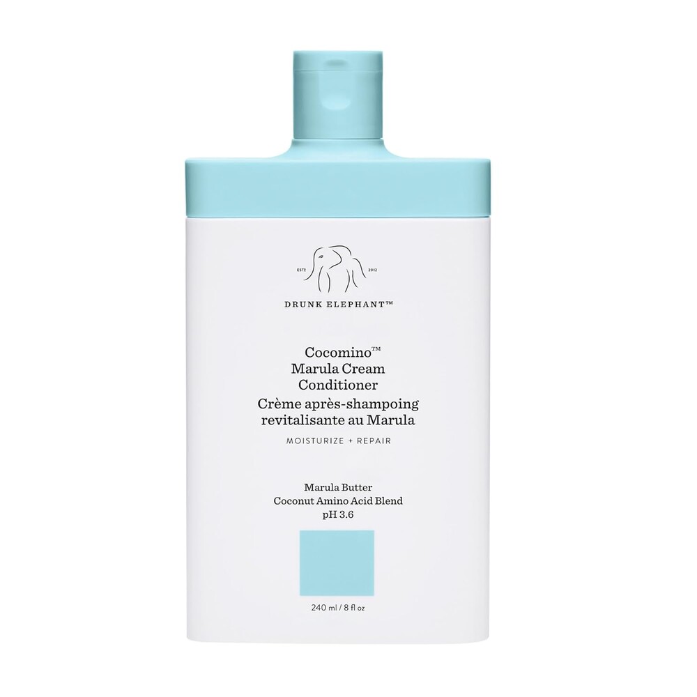 Drunk Elephant Cocomino Marula Cream Conditioner - 240 ml/8 fl oz - Coconut Amino Acids - Clean Clinical - Sulfate-Free - Cruelty-Free - Dermatologist-Tested - Free of Essential Oils, Silicones, SLS