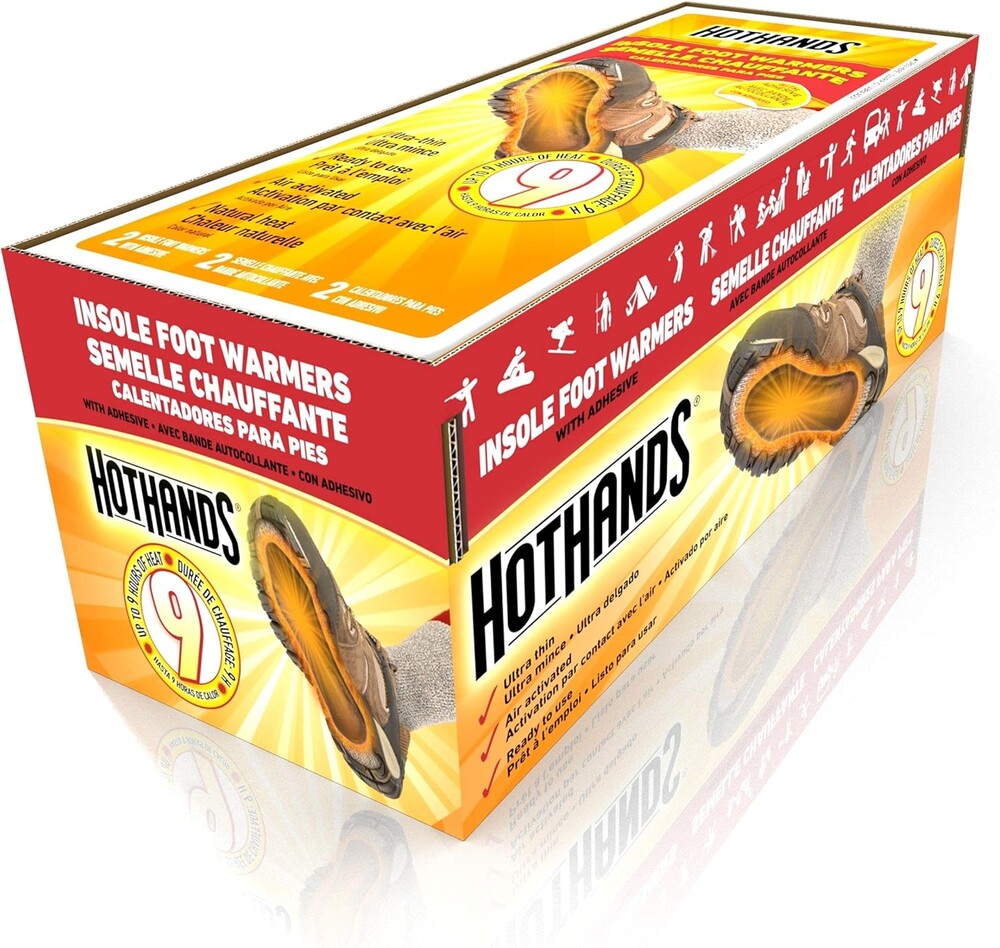 HotHands Insole Foot Warmers - Long Lasting Safe Natural Odorless Air Activated Warmers - Up to 9 Hours of Heat - 16 Pair, Black