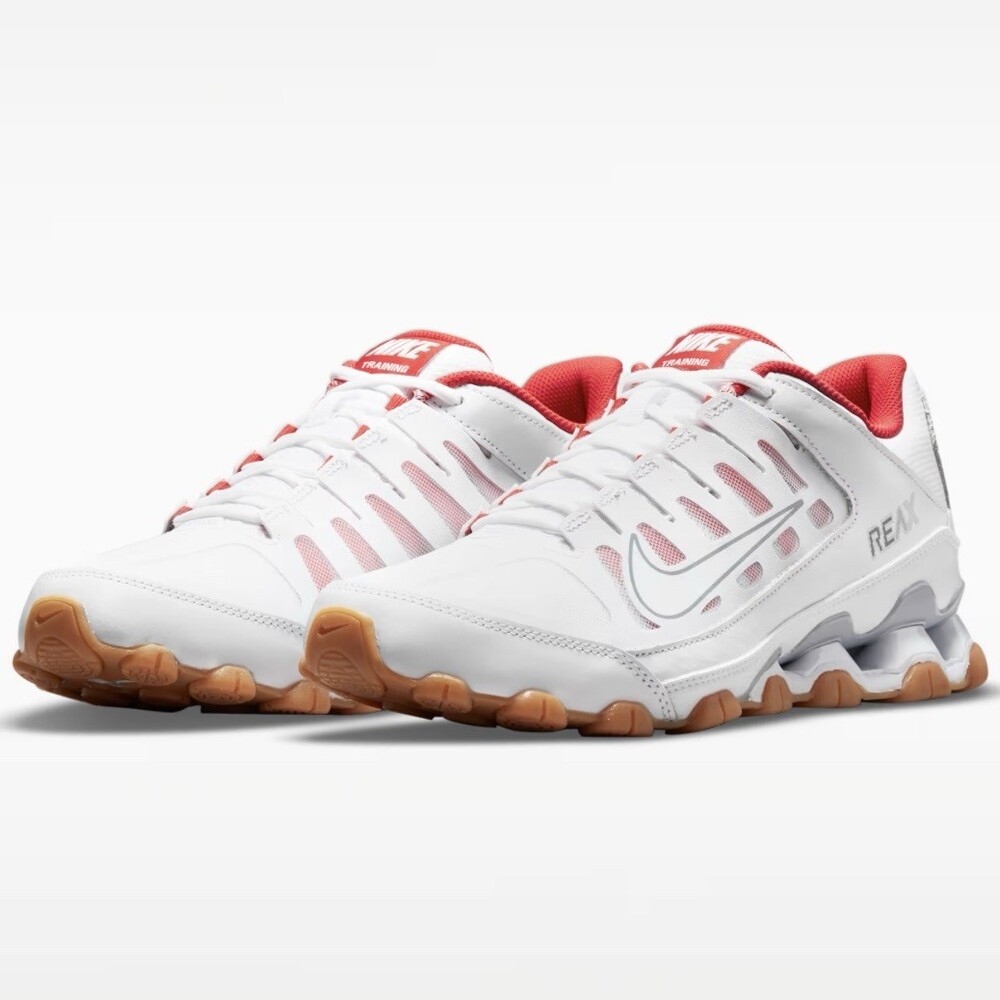 Nike Reax 8 TR Mesh Athletic Shoes White Red Wolf Gray 621716-103 Mens Size 15