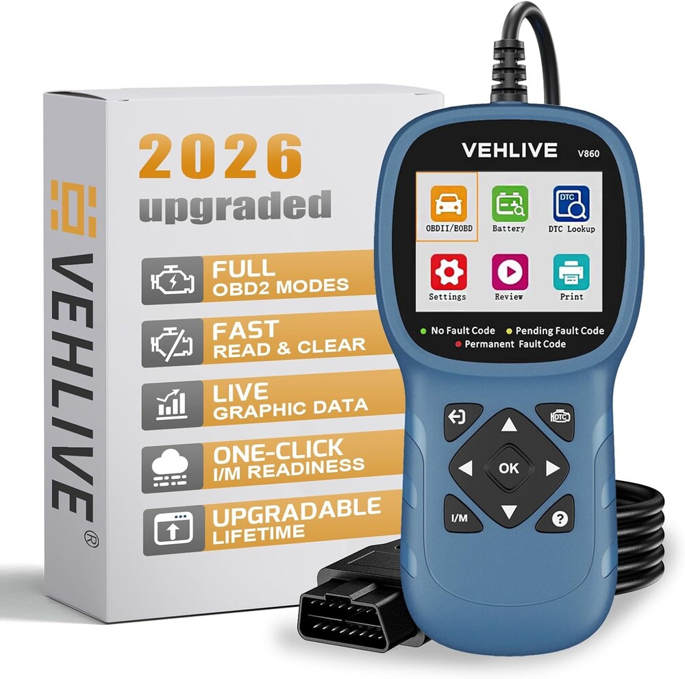 V860 Scanner for Car and Trucks, OBD2 Diagnostic Tools and Code Reader for Engine Check, Battery Testing, O2 Sensor and EVAP Leak Test, Annual Check Readiness,Printable Export, Vehicle After 1996