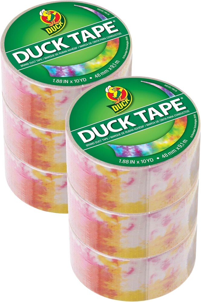 Duck Brand Duct Tape Colors and Patterns, 1.88 Inches x 10 Yards, Tie-Dye Duct Tape Pattern, 6 Rolls (241817)