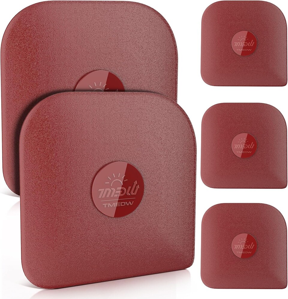 TMEDW Pan Scraper, 5 Pcs Pot Scraper, Pan Scraper Plastic, Multifunctional Scraper Tool for Kitchen, Non-Slip, Food Safe, High Heat Resistant-Red