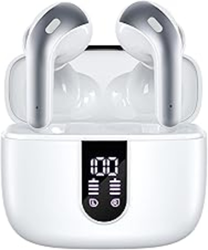 TAGRY Bluetooth Headphones True Wireless Earbuds 60H Playback LED Power Display Earphones with Wireless Charging Case IPX5 Waterproof in-Ear Ear buds with Mic for TV Smart Phone Laptop Computer Sports
