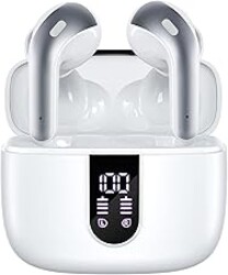 TAGRY Bluetooth Headphones True Wireless Earbuds 60H Playback LED Power Display Earphones with Wireless Charging Case IPX5 Waterproof in-Ear Ear buds with Mic for TV Smart Phone Laptop Computer Sports