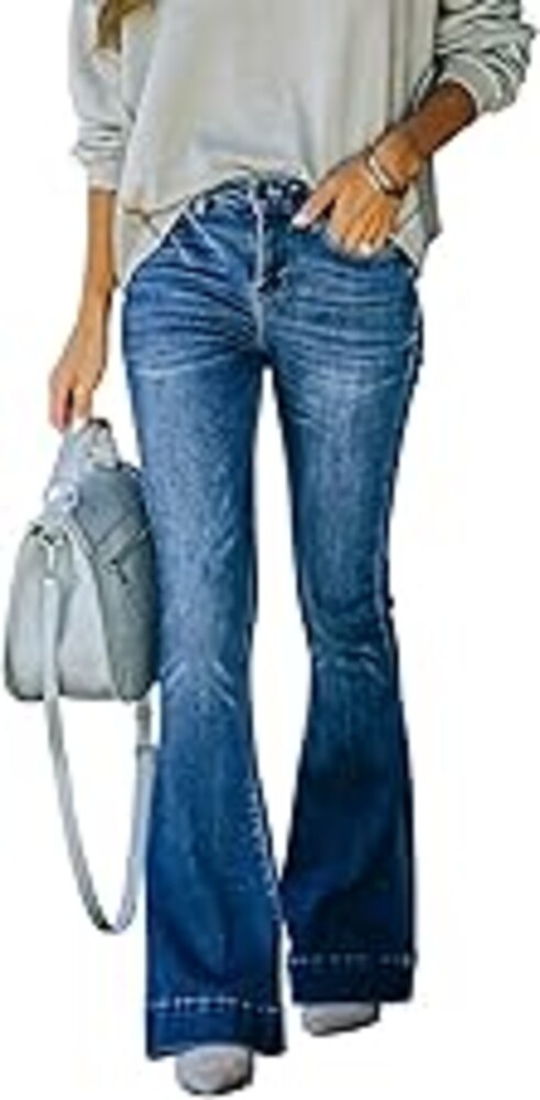 KUNMI Women's Flare Bell Bottom Jeans High Waisted Wide Leg Bootcut Jeans Stretchy Denim Pants