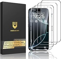UNBREAKcable for iPhone 16 Pro Max Screen Protector, 3-Pack Full Coverage Tempered Glass [Military Grade Shatterproof][9H Hardness][Easy Installation Frame][Bubble Free] for iPhone 16 Pro Max 6.9"