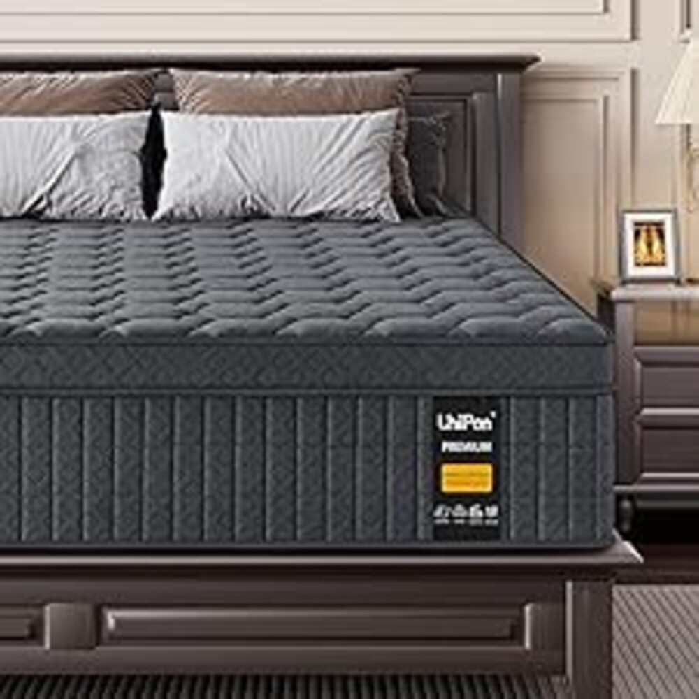 UniPon 14 inch Extra Firm Mattress Queen, Hybrid Mattress with Back and Lumbar Hip Support, Fiberglass Free, 365 Nights Trial, 10 Years Warranty