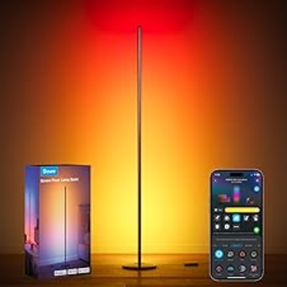 Govee RGBIC Floor Lamp Basic, 1000lm LED Corner Lamp Compatible with SmartThings, Alexa, and Matter, Modern Floor Lamp with Music Sync and 16 Million DIY Colors, Standing Lamp for Bedroom Living Room