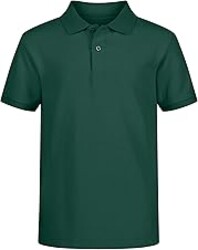 IZOD Boys' School Uniform Short Sleeve Polo Shirt, Button Closure, Comfortable & Soft Pique Fabric