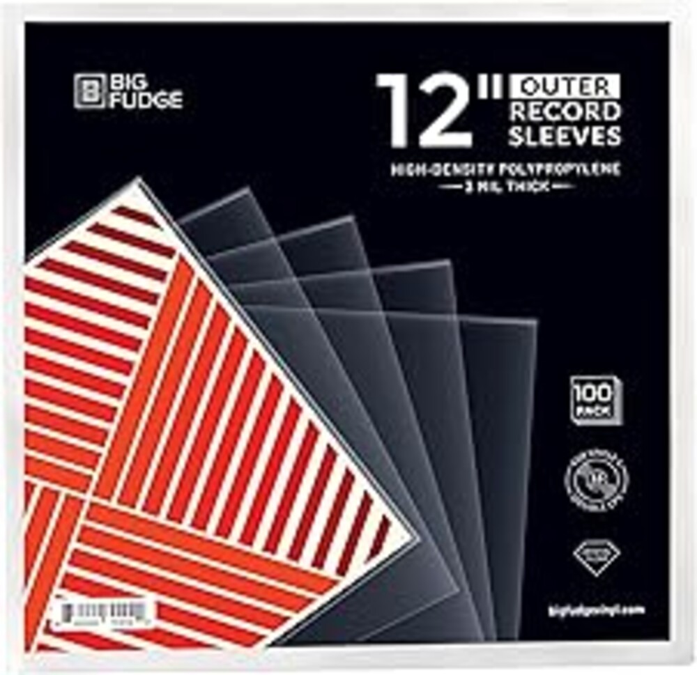 Big Fudge 12" Vinyl Record Sleeves - Outer Sleeves 100 Pack - Crystal Clear High-Density Polypropylene Vinyl Covers - Accessories Protect LP Albums from Dust, Dirt & Scratches