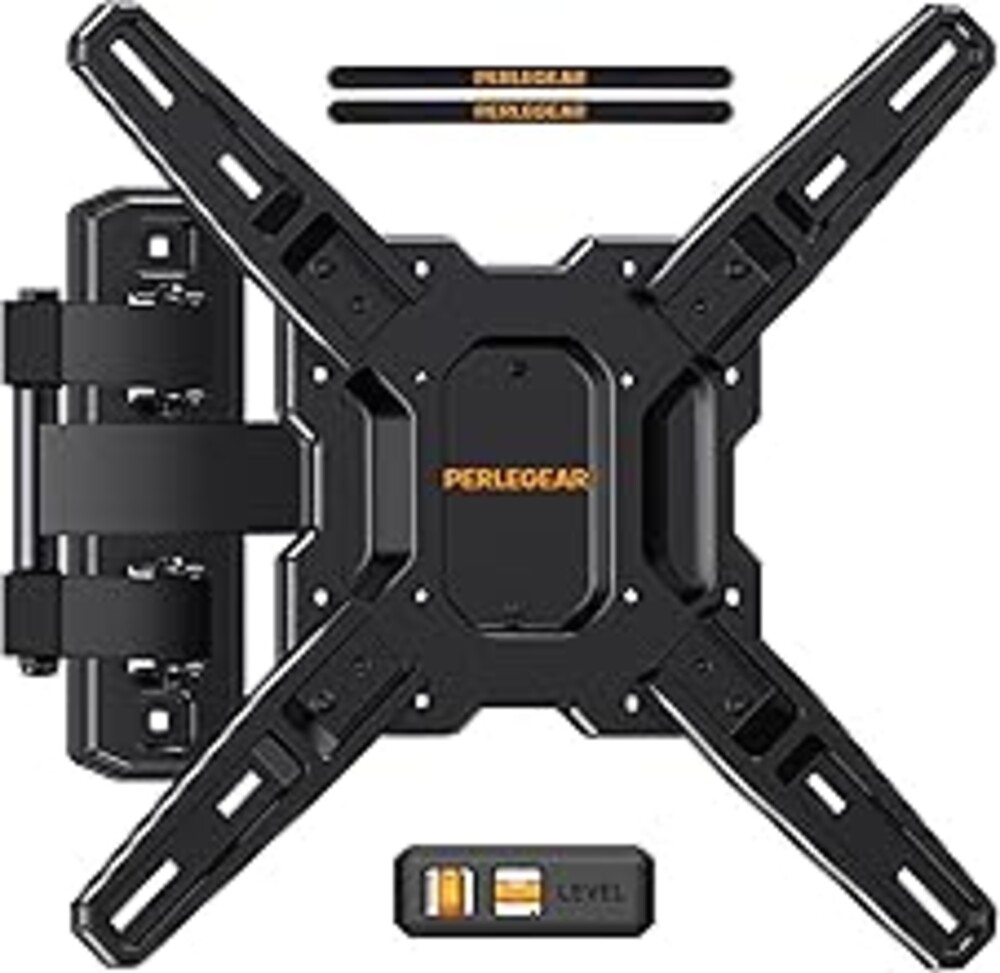 Perlegear Full Motion TV Mount for Most 26–65 inch Flat or Curved TVs up to 82 lbs, Wall Mount TV Bracket with Articulating Arms, Tool-Free Tilt, Swivel, Extension, Max VESA 400x400mm, PGMF3
