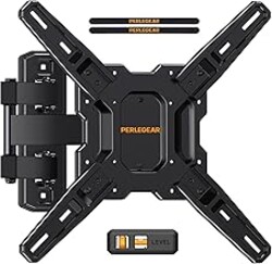 Perlegear Full Motion TV Mount for Most 26–65 inch Flat or Curved TVs up to 82 lbs, Wall Mount TV Bracket with Articulating Arms, Tool-Free Tilt, Swivel, Extension, Max VESA 400x400mm, PGMF3