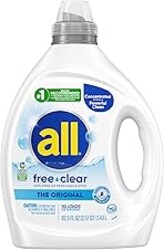 all free clear, Original, Liquid Laundry Detergent for Sensitive Skin, Unscented and Hypoallergenic, Concentrated, 82.5oz, 110 Loads