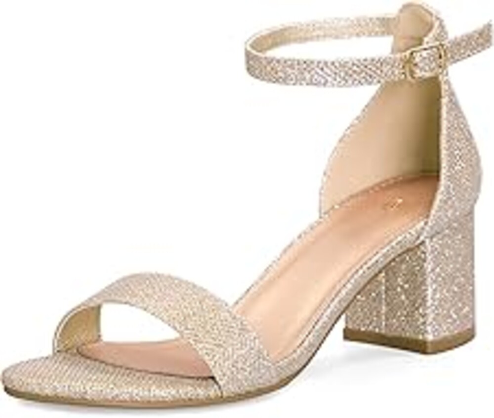 mysoft Women's Chunky Low Heels Open Toe Block Heeled Dress Ankle Strap Pump Wedding Sandals