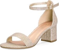 mysoft Women's Chunky Low Heels Open Toe Block Heeled Dress Ankle Strap Pump Wedding Sandals