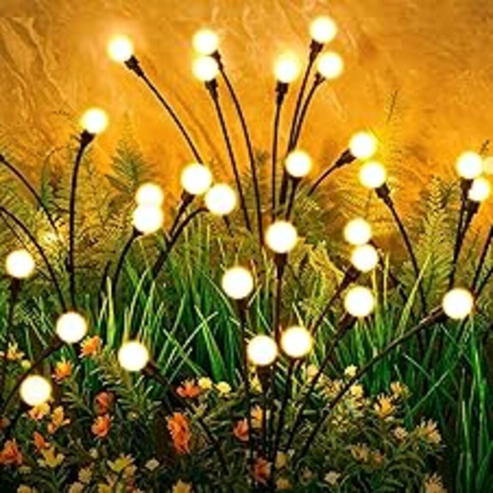 ASMAD Solar Lights Outdoor(4 Pack,32 LEDs), Solar Garden Lights, Outdoor Decorations, Firefly Light for Patio Decor, Big Bulb, Unique Gifts for Women, Gifts for Grandma