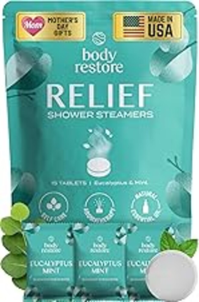 Body Restore Shower Steamers Aromatherapy 15 Pack – Mothers Day Gifts for Mom, Spa Gifts for Women, Relaxation Stress Relief Self Care – Premium Eucalyptus Essential Oil Tablets