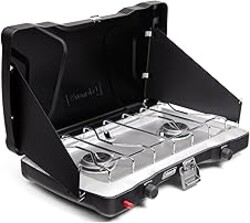 Coleman Triton+ 2-Burner Propane Camping Stove with InstaStart Ignition, Portable Camping Cooktop with 2 Adjustable Burners & Wind Guards, 22,000 BTUs of Power for Camping, Tailgating, Grilling