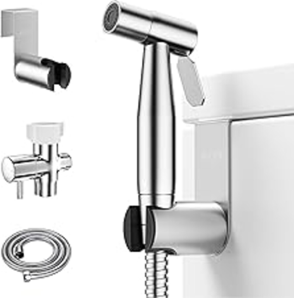 Arofa Handheld Toilet Bidet Sprayer for Toilet-Adjustable Water Pressure Control with Bidet Hose for Feminine Wash, Stainless Steel Brushed Nickel Bidet Faucet Cloth Diaper for Baby Wash