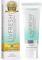 LIVFRESH Toothpaste Gel, Clinically Proven to Remove Plaque 250% Better, Improves Gum Health 190% Better, Prevents & Reduces Tartar, Freshens Breath, SLS Free Dental Gel, Wintergreen