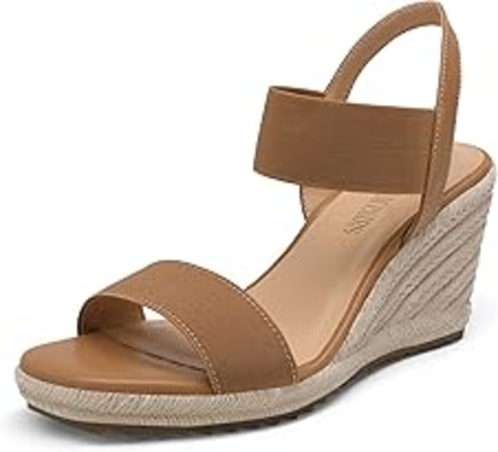DREAM PAIRS Womens Open Toe Espadrilles Dressy Platform Sandals Slip on Elastic Ankle Strap Wedges Sandals