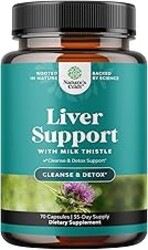 Liver Cleanse Detox & Repair - Milk Thistle Supplement for Digestion & Immune Health - Ginger Root, Choline & Dandelion Root - Herbal Liver Support with Silymarin, Beetroot & Artichoke - 70 Count