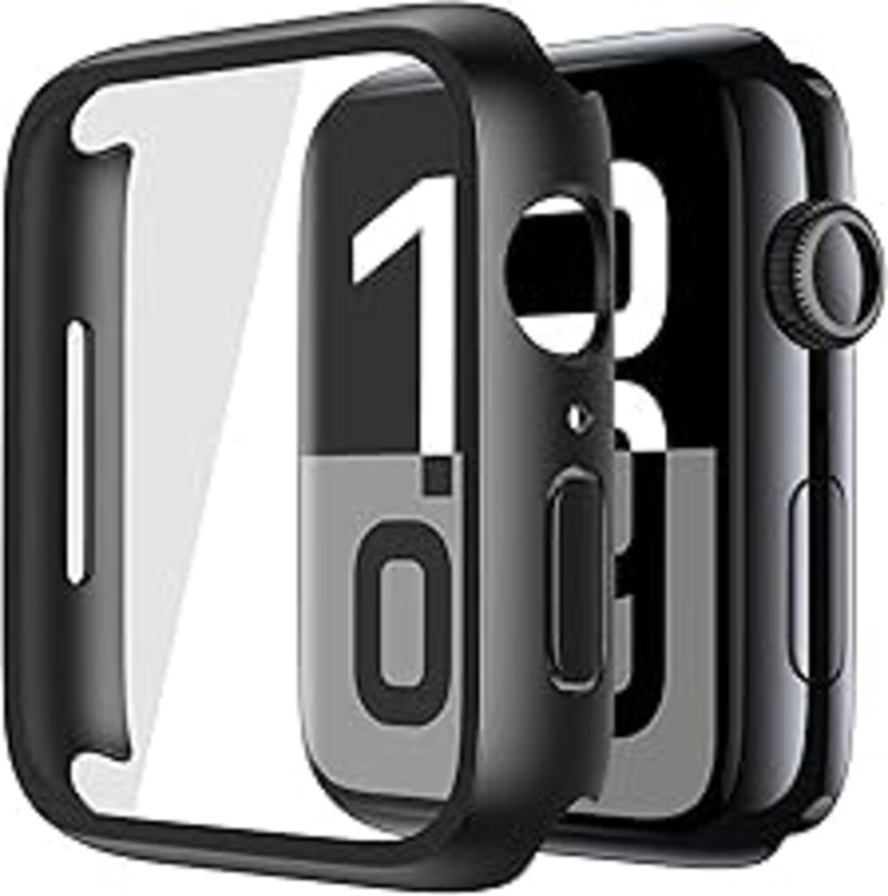 Misxi 2 Pack Tempered Glass Case Compatible for Apple Watch Series 11 (2025) Series 10 46mm, Screen Protector Cover for iWatch, Black