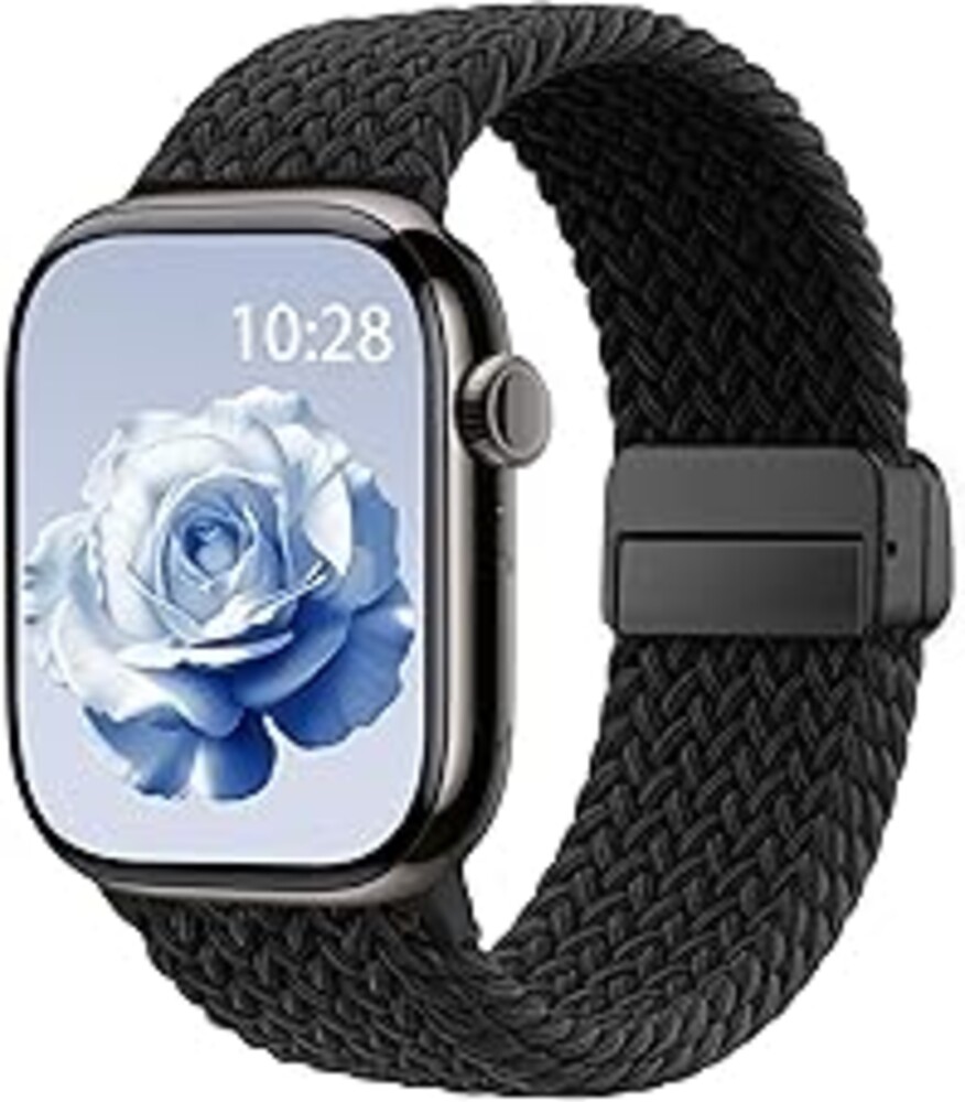Braided Stretchy Band Compatible with Apple Watch Bands 38mm 40mm 41mm 42mm 44mm 45mm 46mm 49mm Women Men, Soft Nylon Solo Loop Magnetic Sport Strap for iWatch Series 11 10 9 8 7 6 5 4 3 2 1 SE Ultra