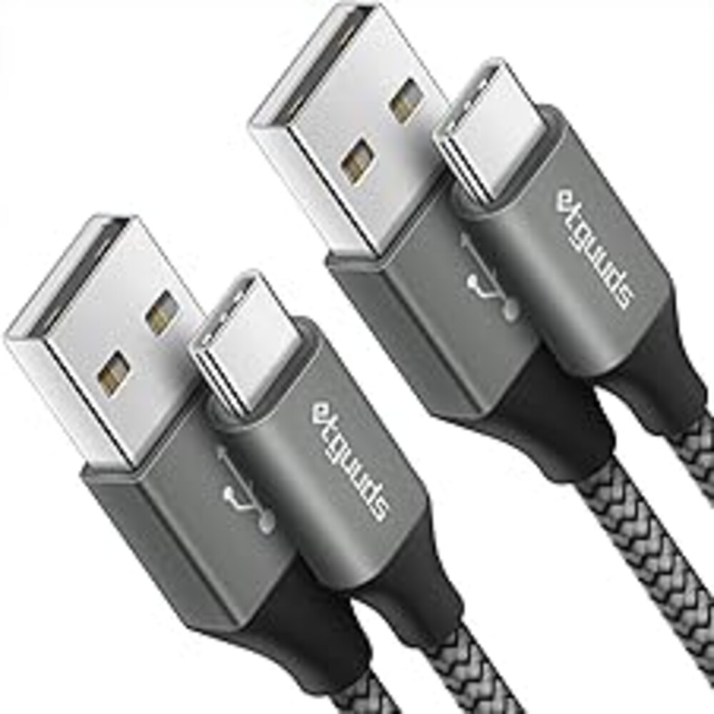 etguuds USB to USB C Cable 3ft, 2-Pack USB A to Type C Charger Cord Fast Charging for Samsung Galaxy A17 A16 A15 A26 A36 A56, S25 S24 S23 S22 S21 S20 S10 Note 20, for iPhone 17 16 15, Moto, Gray