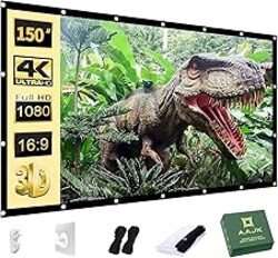 AAJK Outdoor Projector Screen 150 inch, Washable Projector Screen 16:9 Foldable Anti-Crease Portable Projector Movies Screen for Home Theater Outdoor Indoor Support Double Sided Projection