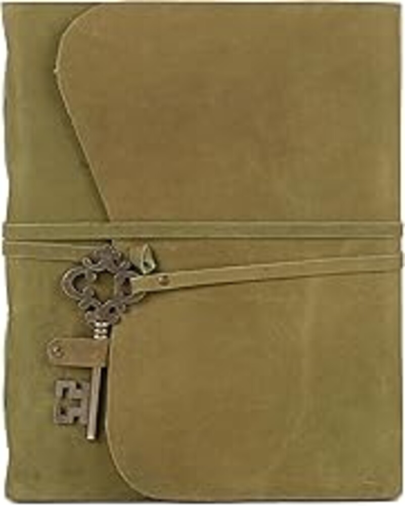 Leather Journal with Deckle Edge Paper 8x6 inch and Vintage Key | Handmade Writing Notebook Diary | Bound Daily Notepad for Men & Women Medium, Sketch/Writing pad for Artists