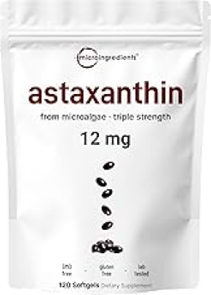 Micro Ingredients Astaxanthin 12mg with MCT Oil, 120 Softgels, 4 Month Supply | Premium Astaxanthin Antioxidant Supplements* | Fresh Microalgae Source | Triple Strength, Non-GMO, Gluten Free, No Soy