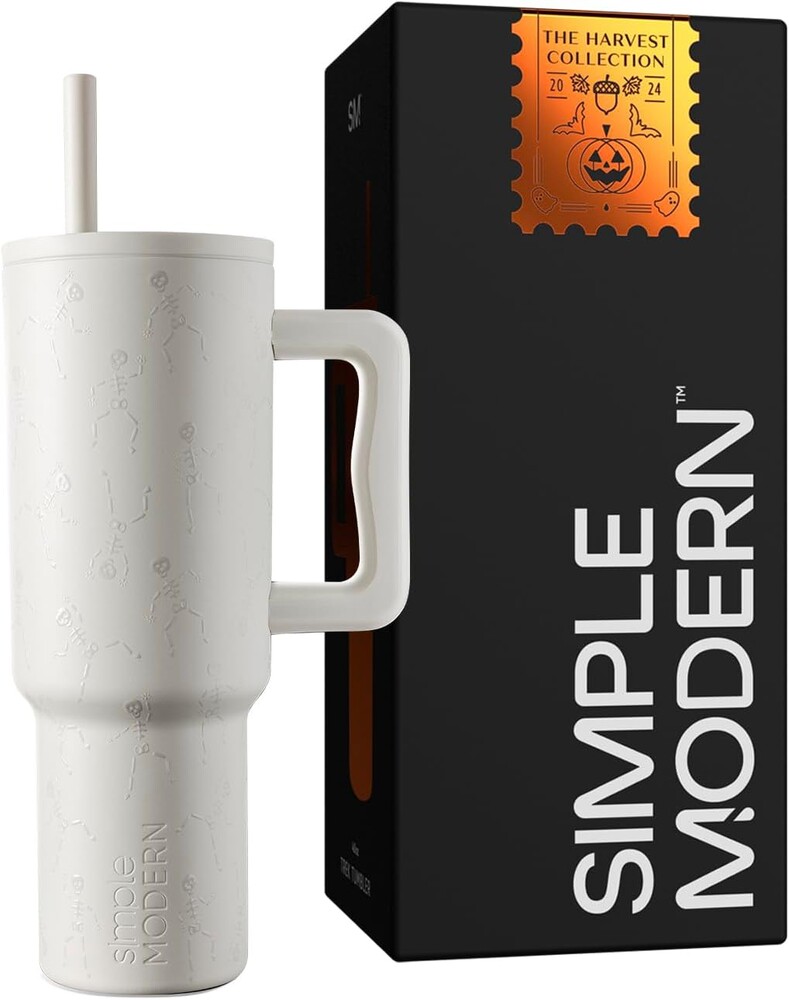 Simple Modern Halloween 40 oz Tumbler with Handle and Straw Lid | Leak-Proof Insulated Stainless Steel Water Bottle Travel Mug | Gifts for Women Men Him Her | Trek Signature | Dancing Skeletons