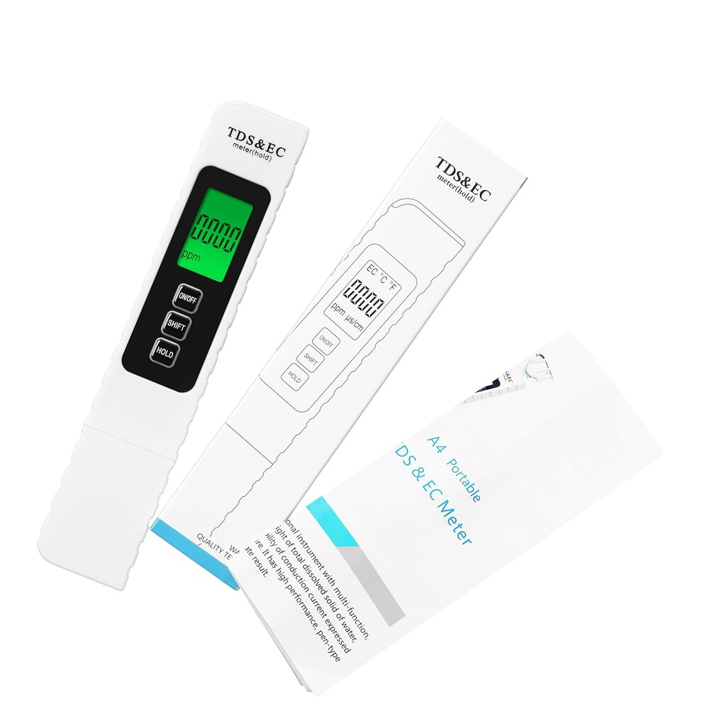 TDS Meter Digital Water Tester 4 in 1 TDS EC & Temperature(°C,°F) Meter, 0-9999 ppm Meter, Portable Large Display Water Testing Kits for Drinking Water Hydroponics Aquarium, RO/DI System