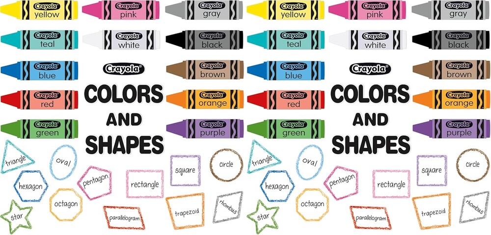 Eureka Crayola Colors and Shapes Classroom Bulletin Board Set for Teachers, 28 Pieces (Pack of 2)