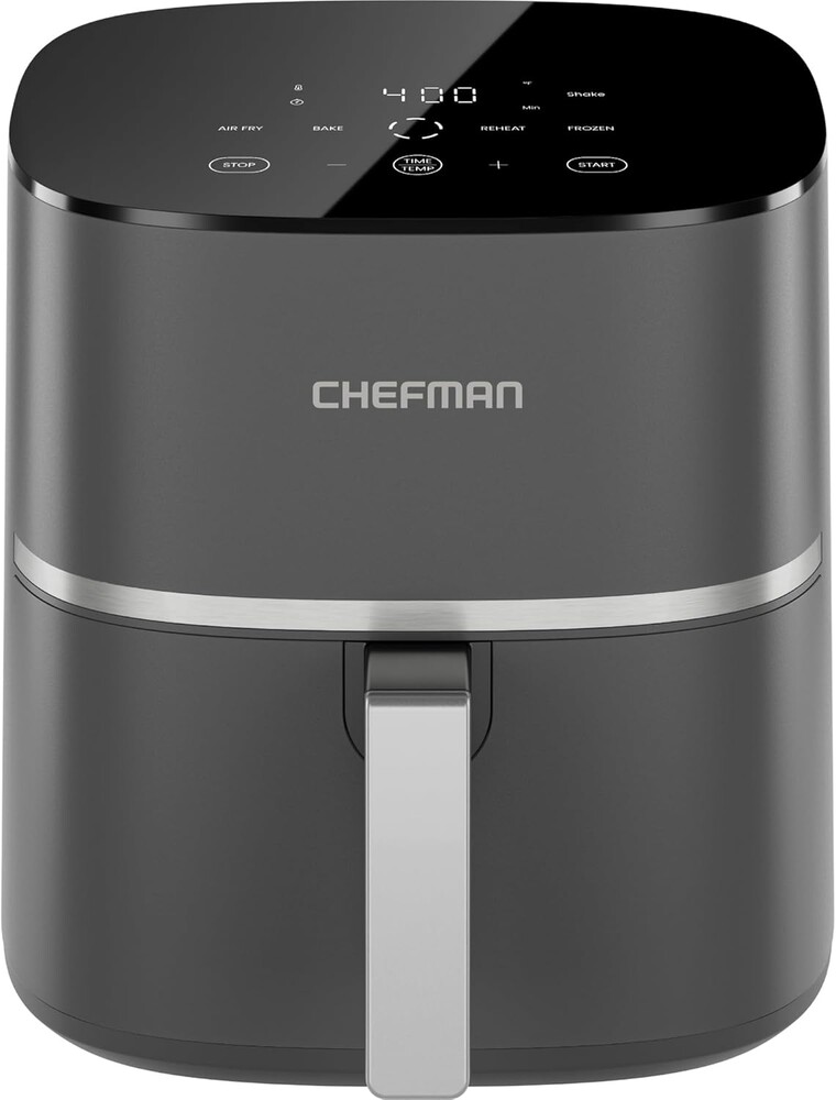 Chefman TurboX 4-in-1 Air Fryer, 5-Quart Airfryer for Extra Crispy Chicken, Fries, Wings, and More, Air Fry, Bake, Reheat, and Frozen Functions, Digital Touch Controls, Dishwasher Safe - Gray