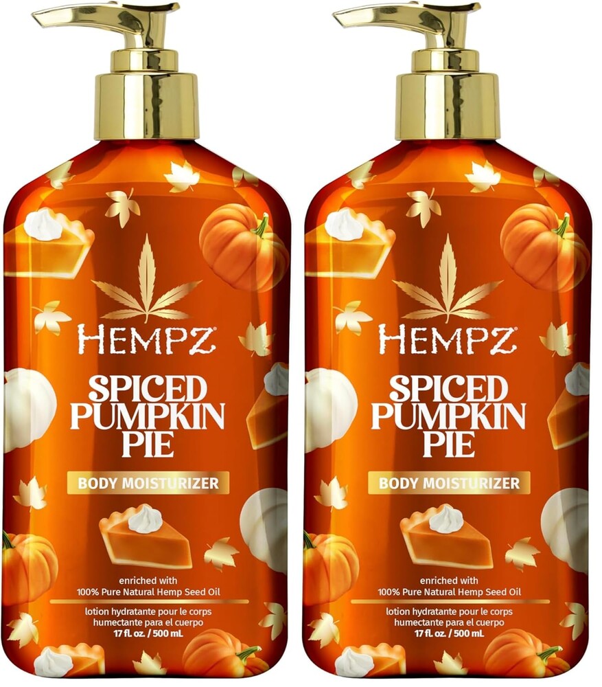 Hempz Spiced Pumpkin Pie Body Moisturizer, Body Lotion, Fall Skin Care for Men & Women, Limited Edition, 17 fl.oz. (Pack of 2)
