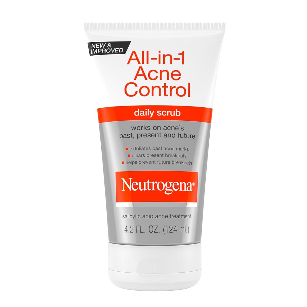 Neutrogena All-In-1 Acne Control Daily Face Scrub to Exfoliate & Treat Acne, with 2% Salicylic Acid Acne Medication, Exfoliating Acne Facial Scrub for Acne Marks & Breakouts, 4.2 fl. oz, 3 Pack