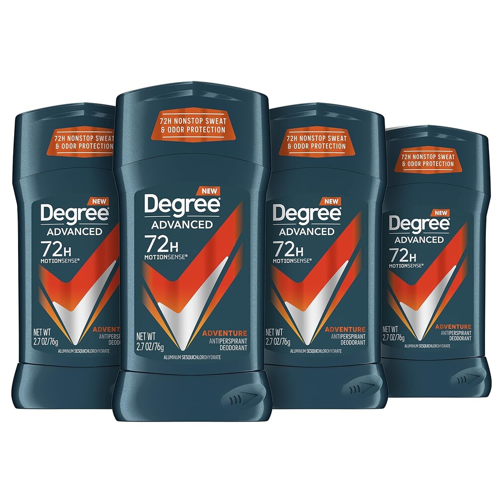 Degree Men Antiperspirant Deodorant Adventure Antiperspirant For Men With MotionSense Technology 2.7 oz, Pack of 4