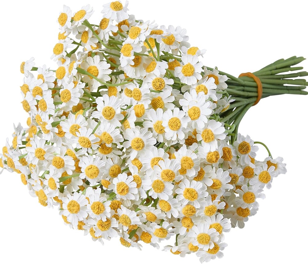 Small White Daisy Flowers Artificial,6 Bouquet/36Pcs 10 Inch Fake Daisies,Cute Spring Wildflowers for Centerpiece Table Decor