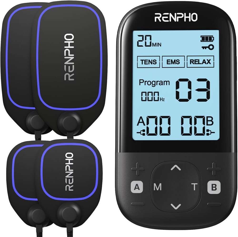 RENPHO TENS Unit Muscle Stimulator, Mothers Day Gifts 60 Programs EMS Unit for Back Pain Relief, Rechargeable TENS Machine with 20 Intensities, Muscle Growth Massager for Sciatica Shoulder Neck