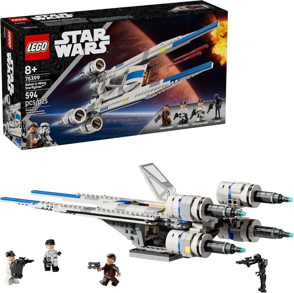 LEGO Star Wars Rebel U-Wing Starfighter Building Set - Includes Cassian Andor, Dedra Meero and K-2SO - Model Action Toy - Birthday Gift Idea for Boys, Girls, Kids, Ages 8+ - 75399