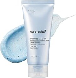 medicube Facial Cleanser Zero Pore Capsule Cleansing Foam | Daily Gentle Cleanser for Skin Texture, Blackhead & Pore Care | AHA, BHA & PHA for Deep Cleansing | Korean Skincare, 4.23 oz