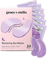 grace & stella Retinol Under Eye Patches for Puffy Eyes & Dark Circles - Restoring Gel Under Eye Masks with Hyaluronic Acid - Birthday Gifts for Women, Bachelorette Party Favors (Purple, 24 Pairs)