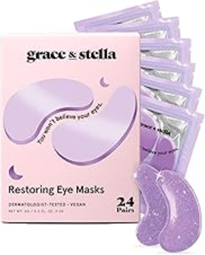 grace & stella Retinol Under Eye Patches for Puffy Eyes & Dark Circles - Restoring Gel Under Eye Masks with Hyaluronic Acid - Birthday Gifts for Women, Bachelorette Party Favors (Purple, 24 Pairs)