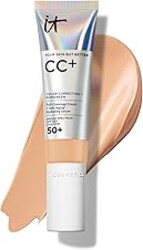 IT Cosmetics CC+ Cream - Natural Full Coverage Foundation With SPF 50+, Color Corrector & Anti-Aging Hydrating Serum, Hyaluronic Acid + Peptides, Lightweight Up To 24H Wear, All Skin Types