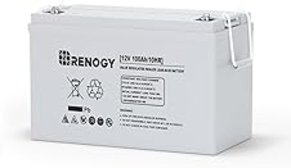 Renogy Deep Cycle AGM 12 Volt 100Ah Battery, 3% Self-Discharge Rate, 1100A Max Discharge Current, Safe Charge Appliances for RV, Camping, Cabin, Marine and Off-Grid System, Maintenance-Free