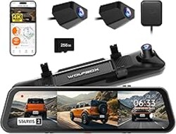 WOLFBOX G900 Tripro Bumper Version 3 Channel 4K Mirror Dash Cam, 8MP STARVIS 2 IMX678 Night Vision, 4K+2.5K+1080P Front and Rear Bumper Dash Cam, 5.8GHz WiFi, Voice Control, Includes 256GB Card & GPS