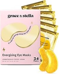 grace & stella Award Winning Under Eye Mask - Birthday Gifts for Women - Gel Eye Patches for Dark Circles, Puffy Eyes, Undereye Bags - Mothers Day Gifts for Mom - Vegan Self Care (24 Pairs, Gold)